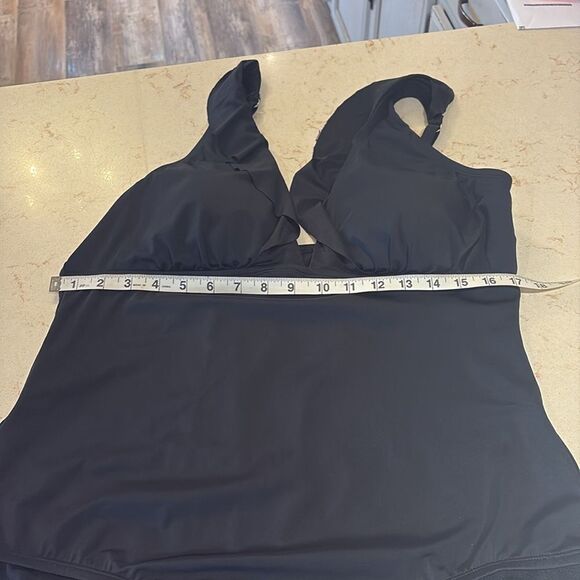 Jantzen one piece swimsuit with flounce ruffle Plunging V-neckline SZ 18 - Picture 6 of 9